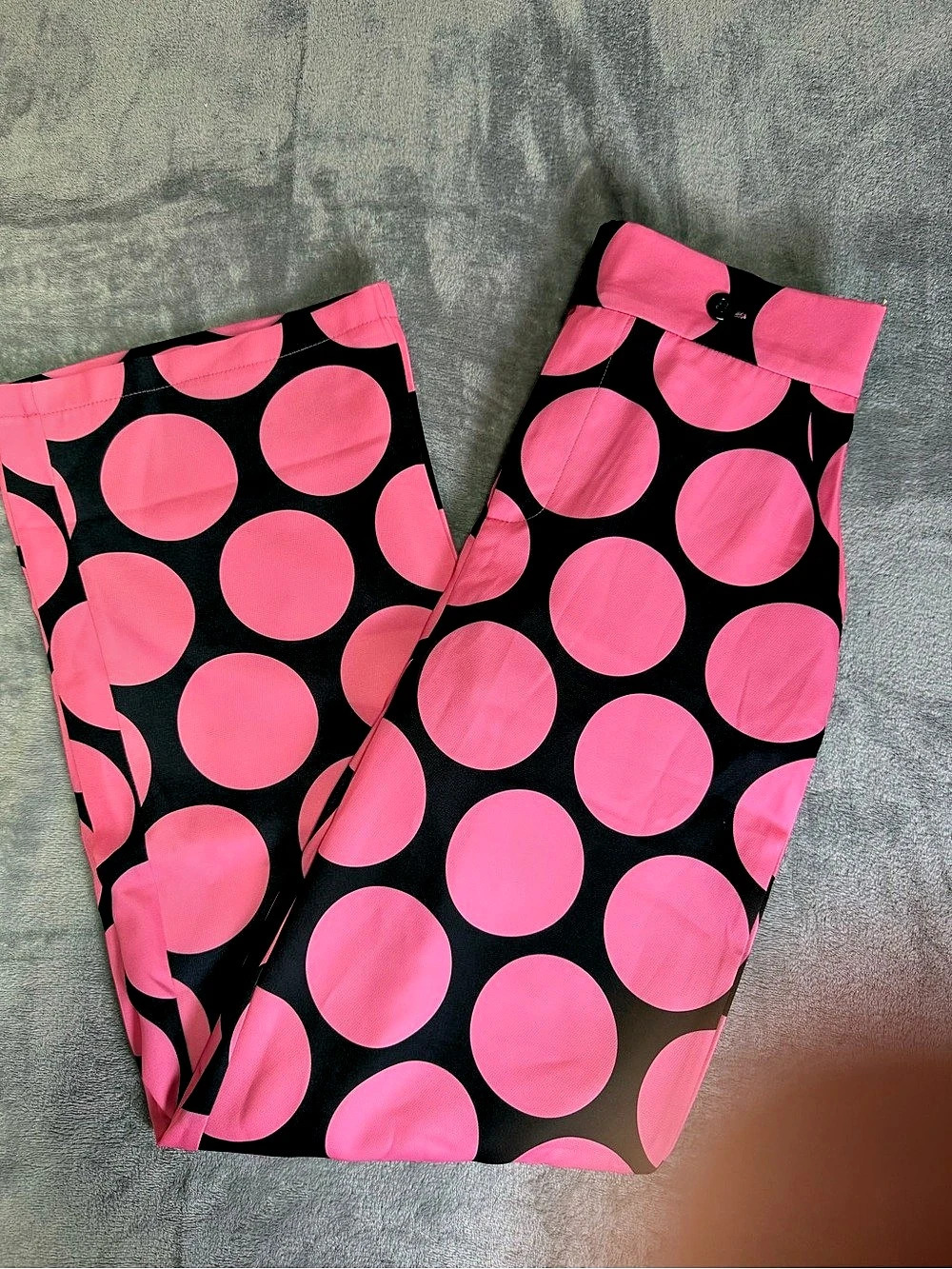 Polka Dot Wide Straight Leg Pants in Pink & Black Size Small NWOT